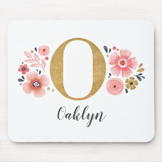 Girly Pink Monogram Muismat (Voorkant)