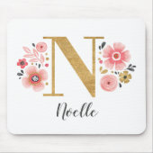 Girly Pink Monogram Muismat (Voorkant)