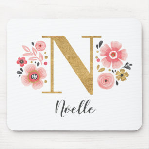 Girly Pink Monogram Muismat