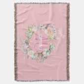 Girly Pink Monogram Script Initiaal Summer Rozen Deken (Voorkant Verticaal)