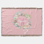Girly Pink Monogram Script Initiaal Summer Rozen Deken (Voorkant)