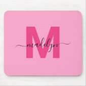 Girly Pink Monogram Script Naam Muismat (Voorkant)