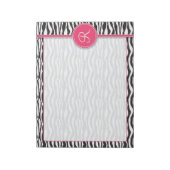 Girly Pink Monogram Zebra Print Notitieblok (Linkerzijde)