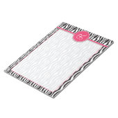 Girly Pink Monogram Zebra Print Notitieblok (Schuin)