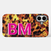 Girly Pink Monogrammed Tortoiseshell Case-Mate iPhone Case (Achterkant (horizontaal))