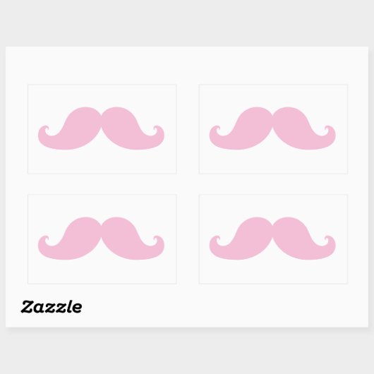 Girly Pink Mustache Rechthoekige Sticker (Vel)