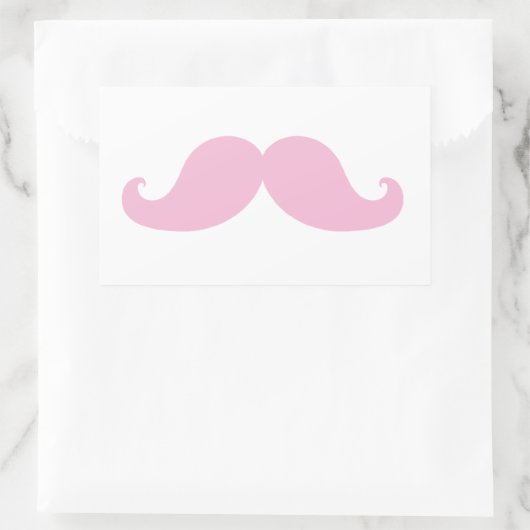 Girly Pink Mustache Rechthoekige Sticker (Tas)