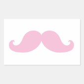 Girly Pink Mustache Rechthoekige Sticker (Voorkant)