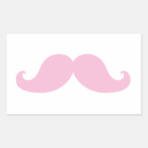 Girly Pink Mustache Rechthoekige Sticker