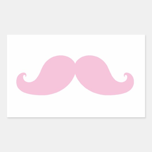 Girly Pink Mustache Rechthoekige Sticker (Voorkant)