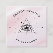 Girly Pink Mystic Magic Eye Energy Healing Sparkly Vierkante Visitekaartje (Voorkant)