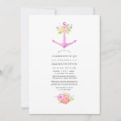 Girly Pink Nautical Floral Celebration of Life Kaart (Voorkant)