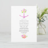 Girly Pink Nautical Floral Celebration of Life Kaart (Staand voorkant)