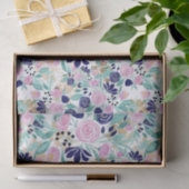 Girly Pink Navy Blue Gold Waterverf Flowers Tissuepapier (Geschenk)