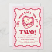 Girly Pink, neem je taart en eet het op twee verja Kaart (Voorkant)