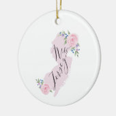Girly Pink NJ Waterverf staatskaart Keramisch Ornament (Links)
