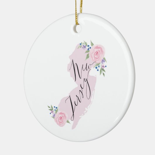 Girly Pink NJ Waterverf staatskaart Keramisch Ornament (Links)