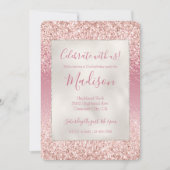 Girly Pink Ombre Glitter Kaart (Voorkant)