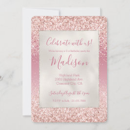 Girly Pink Ombre Glitter Kaart