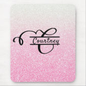 Girly Pink Ombre Glitter Letter C Split Monogram Muismat (Voorkant)