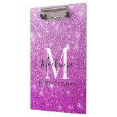 Girly Pink Ombre Glitter Monogram Naam Klembord (Links)