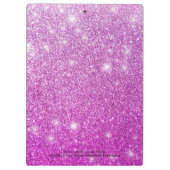 Girly Pink Ombre Glitter Monogram Naam Klembord (Achterkant)