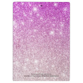 Girly Pink Ombre Glitter Monogram Naam Klembord (Achterkant)
