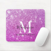Girly Pink Ombre Glitter Monogram Naam Muismat (Met muis)