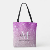 Girly Pink Ombre Glitter Monogram Naam Tote Bag (Achterkant)