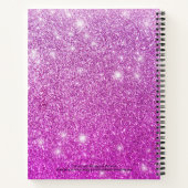 Girly Pink Ombre Glitter Monogram Name Notitieboek (Achterkant)