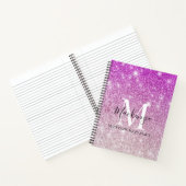 Girly Pink Ombre Glitter Monogram Name Notitieboek (Binnen)