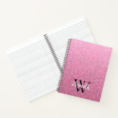 Girly Pink Ombre Glitter Monogram Notitieboek (Binnen)