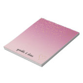 Girly Pink Ombre Goud Confetti Glitter Hart Notitieblok (Linkerzijde)