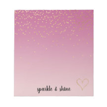 Girly Pink Ombre Goud Confetti Glitter Hart