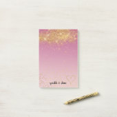 Girly Pink Ombre Gouden Sparkle Confetti Glitter Post-it® Notes (Op bureau)