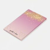 Girly Pink Ombre Gouden Sparkle Confetti Glitter Post-it® Notes (Schuin)