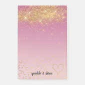 Girly Pink Ombre Gouden Sparkle Confetti Glitter Post-it® Notes (Voorkant)