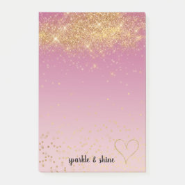 Girly Pink Ombre Gouden Sparkle Confetti Glitter Post-it® Notes