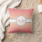 Girly Pink Ombre Monogram Polka Dot Kussen (Deken)