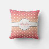 Girly Pink Ombre Monogram Polka Dot Kussen (Voorkant)
