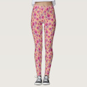 Girly pink orange gerbera daisy floral Patterned Leggings (Voorkant)