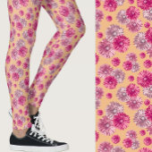 Girly pink orange gerbera daisy floral Patterned Leggings
