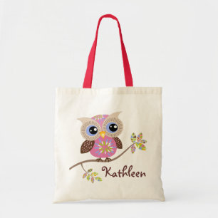 Girly Pink Owl Budget Tas