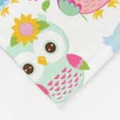 Girly Pink Owls Cute Pattern Personalized Fleece Deken (Hoek)
