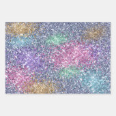 Girly Pink Paars Aqua Mint Gold Unicorn Sparkle Inpakpapier Vel (Voorkant)