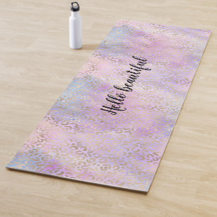 Girly Pink Paars Blue Glam Gold Leopard Print Yogamat