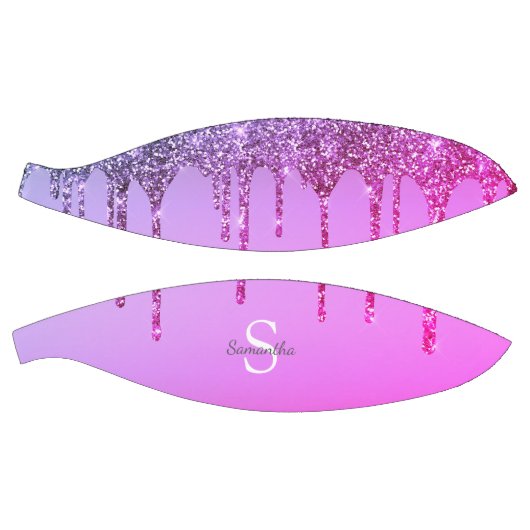 Girly Pink Paars Glitter Sparkle Driemonogram Basketbal (Panelen)