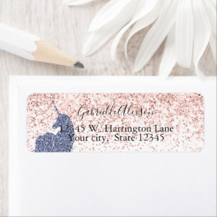 Girly Pink Paars Unicorn Glitter Glitz Etiket