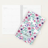 Girly Pink Paarse Blauwgroen Waterverf Floral Mono Planner (Display)