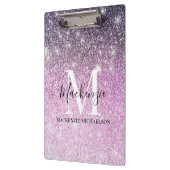 Girly Pink Paarse Ombre Glitter Monogram Naam Klembord (Links)